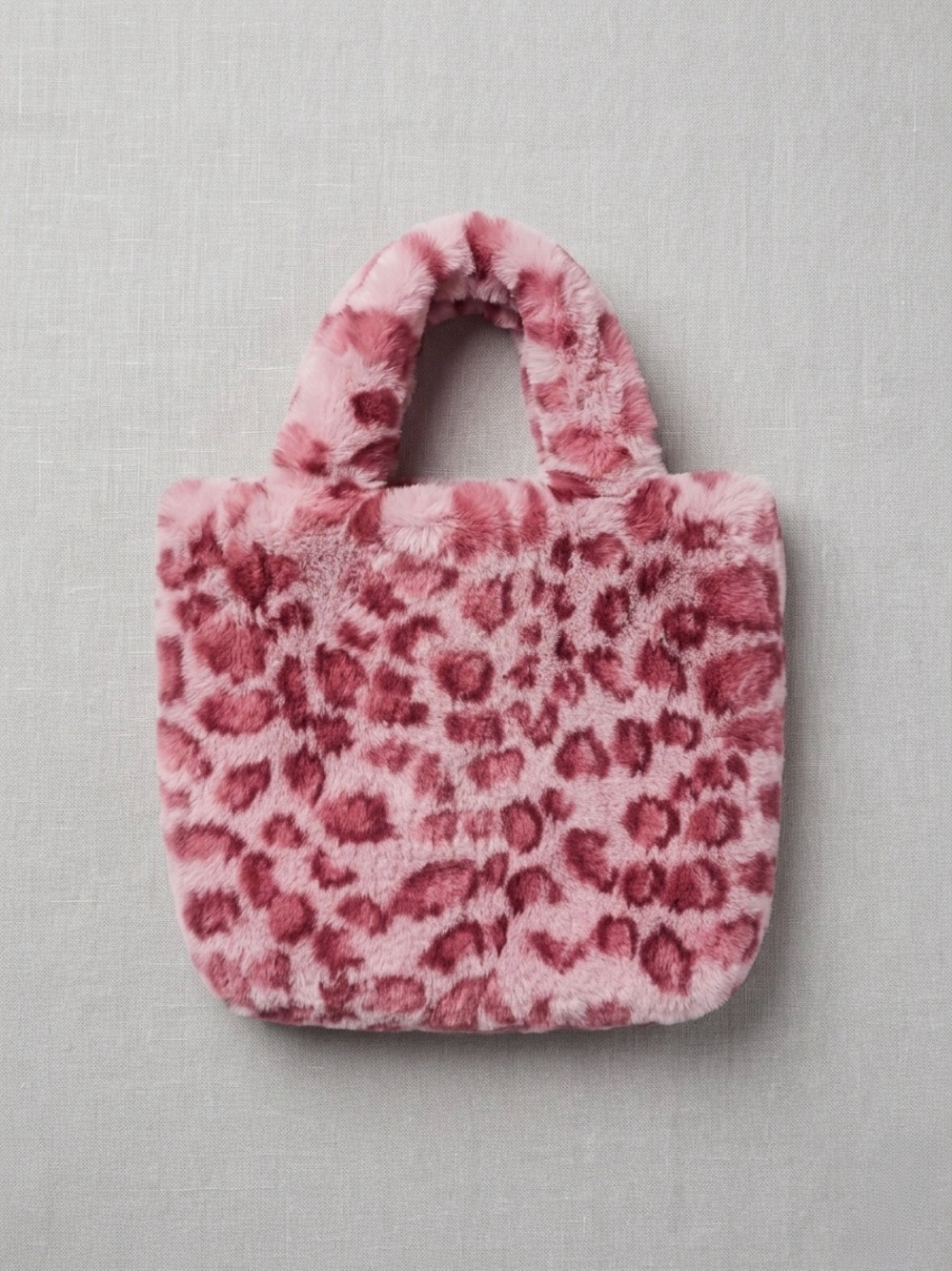 🎀2/22$ Plush Leopard-Print Mini Tote in Dusty Rose